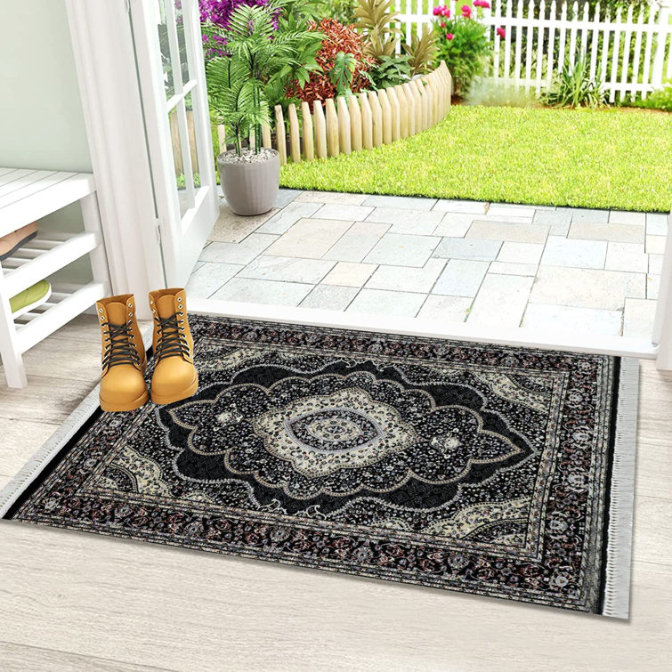 Latitude Vive Aubreonna Isfahan Flatweave Black Rug Wayfair.co.uk
